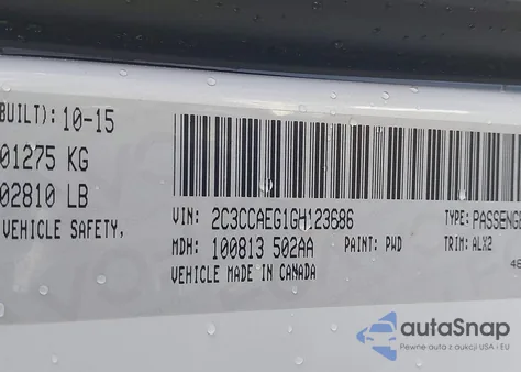 2016 Chrysler 300C из США, поврежденный, VIN 2C3CCAEG1GH123686